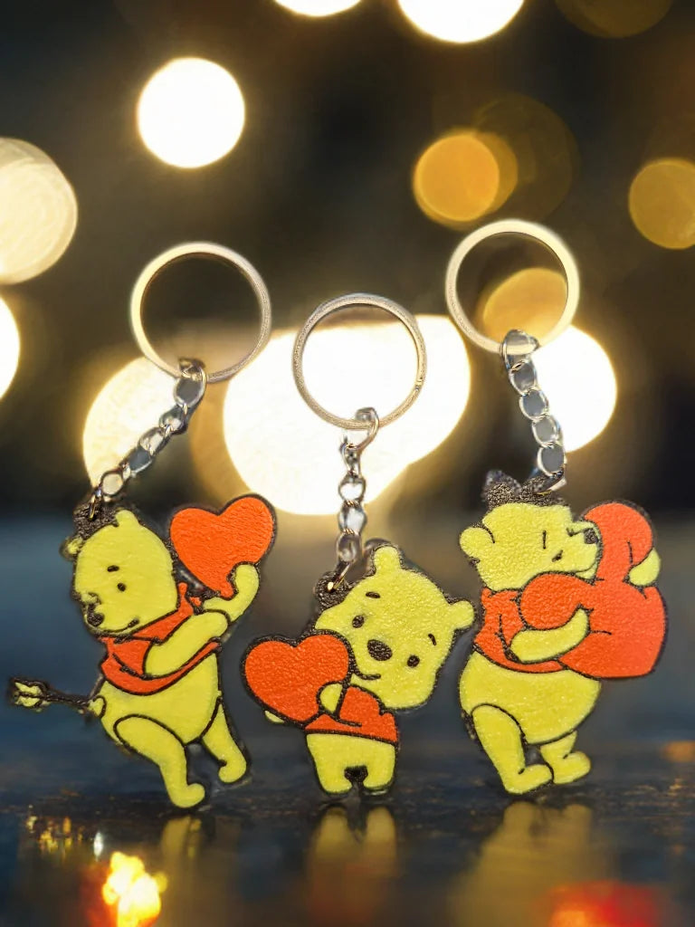Winnie Pohh Sevimli Ayıcık Kalpli Anahtarlık Seti – 3’lü